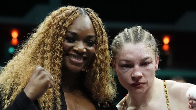 Claressa Shields and Lauren Price after the fight.