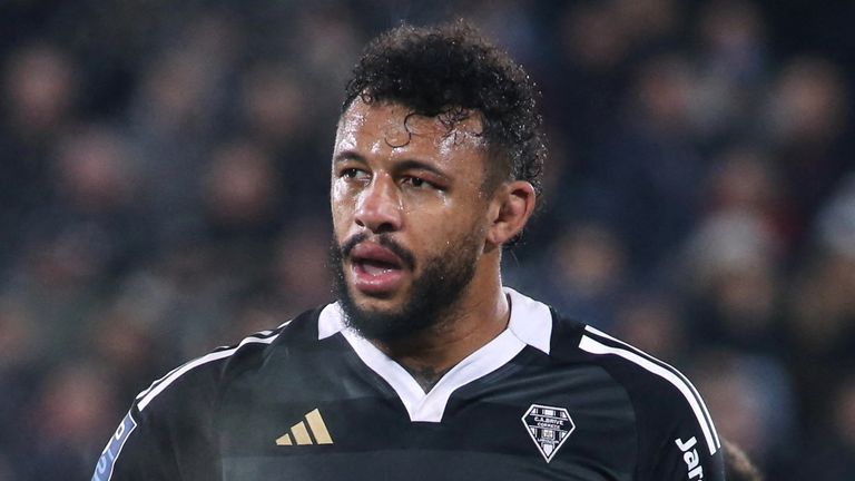 This picture taken on December 6, 2024 shows Brive's English flanker Courtney Lawes lookin on during the French Pro D2 rugby union match between Club Athletique Brive Correze Limousin and Association Sportive de Beziers Herault at the Amedee-Domenech Stadium, in Brive-la-Gaillarde, central France. Former England forward Courtney Lawes believes there is a "long hard road" ahead for Steve Borthwick's side as they prepare to face France in the Six Nations at Twickenham on February 8, 2025. (Photo by DIARMID COURREGES / AFP)