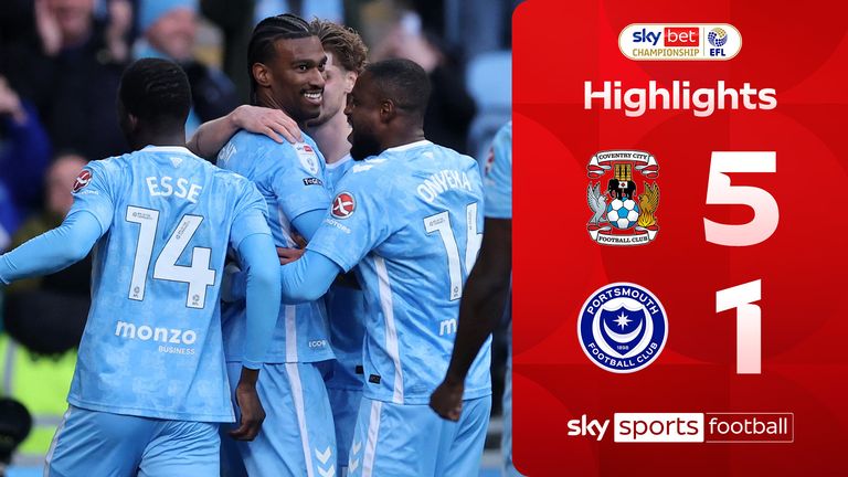 Highlights of the Sky Bet Championship match between Coventry City and Portsmouth. 