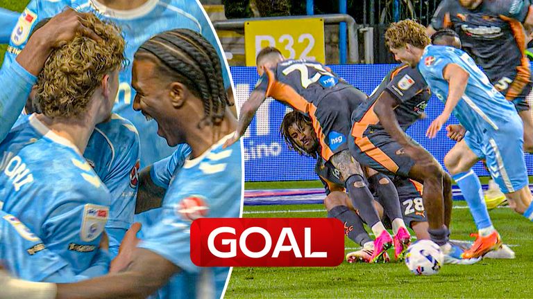 Rudoni puts Coventry into the lead against Derby.