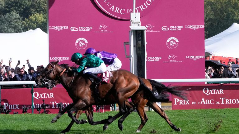 Daryz defeated Minnie Hauk in the Arc (AP Photo/Michel Euler)