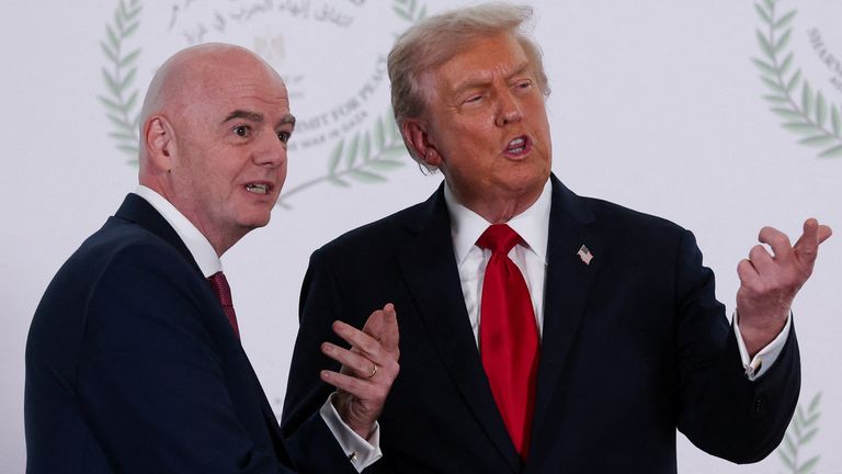 FIFA president Gianni Infantino (left) with US president Donald Trump