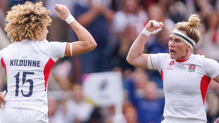 England's Ellie Kildunne and Megan Jones                                                 