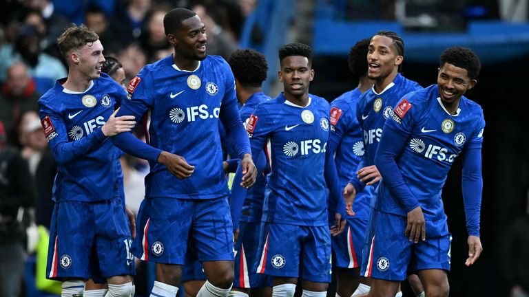 Tosin Adarabioyo is congratulated after scoring Chelsea's fourth goal against Port Vale
