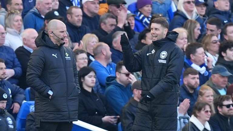 Brighton boss Fabian Hurzeler during the 2-0 win against Burnley