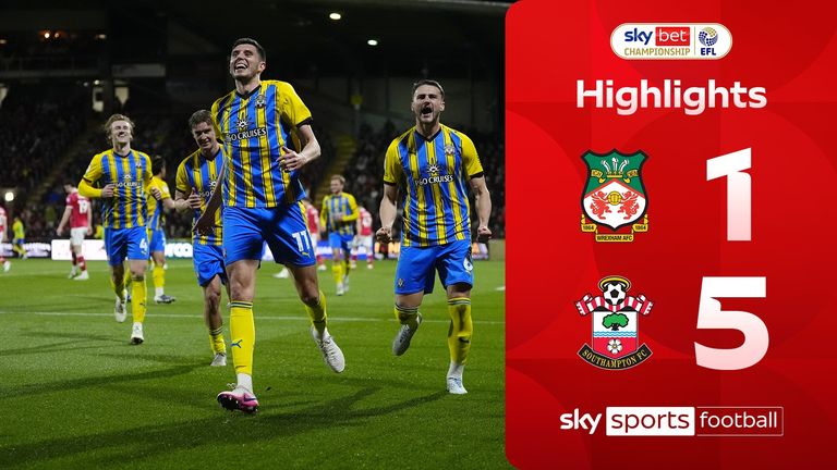 Highlights of the Sky Bet Championship match between Wrexham and Southampton.