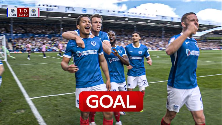 Ibane Bowat gets Portsmouth over the line with this scrappy corner goal against Leicester City.