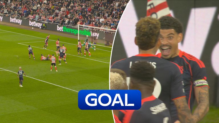 Morgan Gibbs-White scores Forest's third at Sunderland