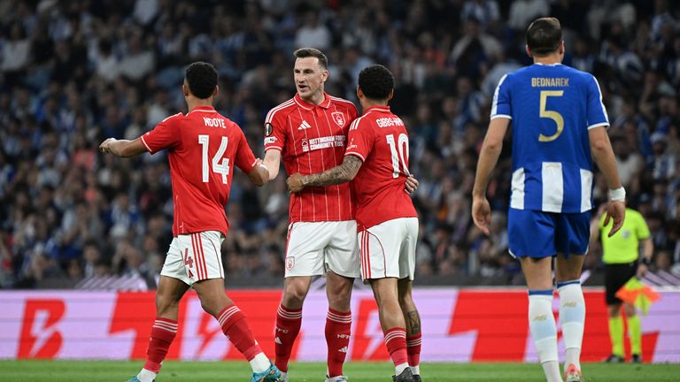 Chris Wood celebrates Porto's own goal