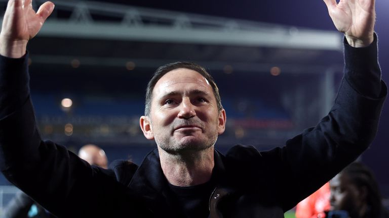 Coventry manager Frank Lampard celebrates his side securing promotion to the Premier League