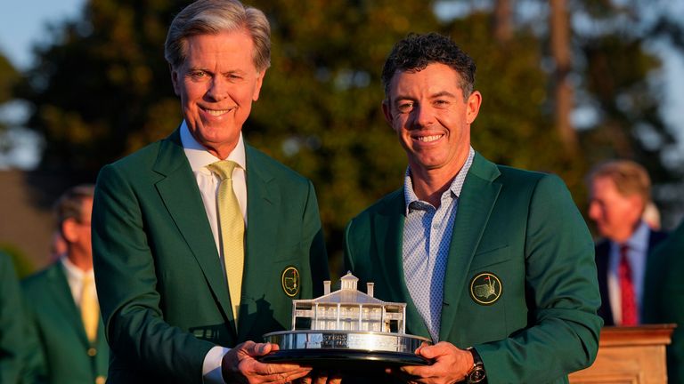 Augusta National chairman Fred Ridley and Rory McIlroy at The Masters