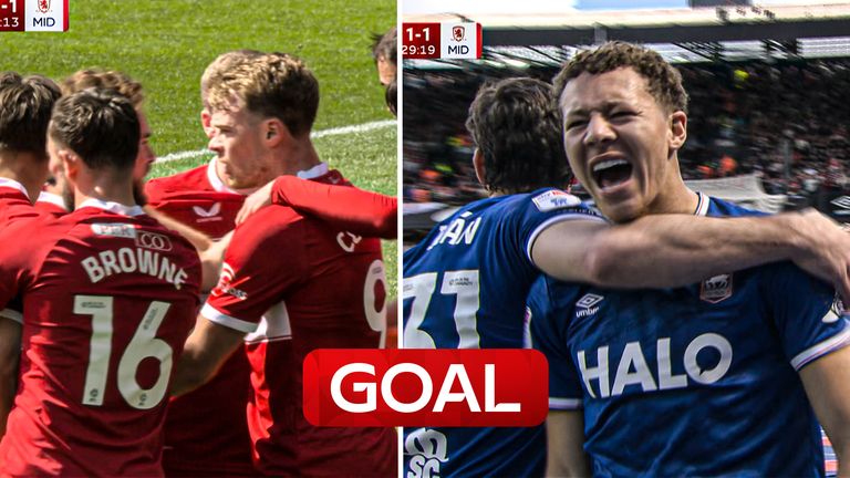 Ipswich respond to Middlesbrough's opening goal and quickly find the equaliser within five minutes.