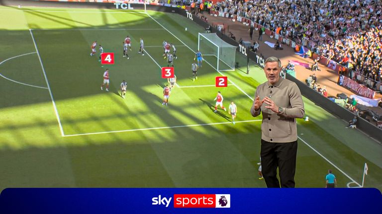 Jamie Carragher analyses ‘brilliant’ Arsenal corner routine against Newcastle
