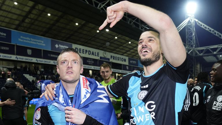 Jamie Vardy (left) scored 18 goals as Leicester won the Championship title in 2023/24