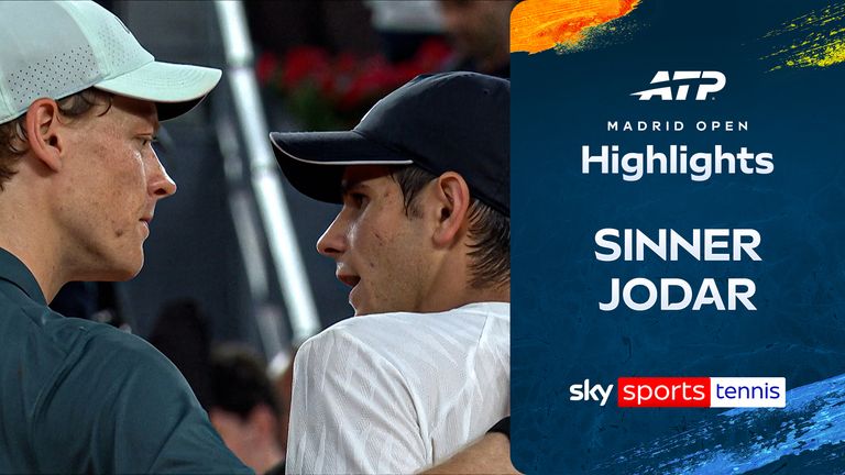 Highlights of Jannik Sinner against Rafael Jodar from the quarter-finals of the Madrid Open.