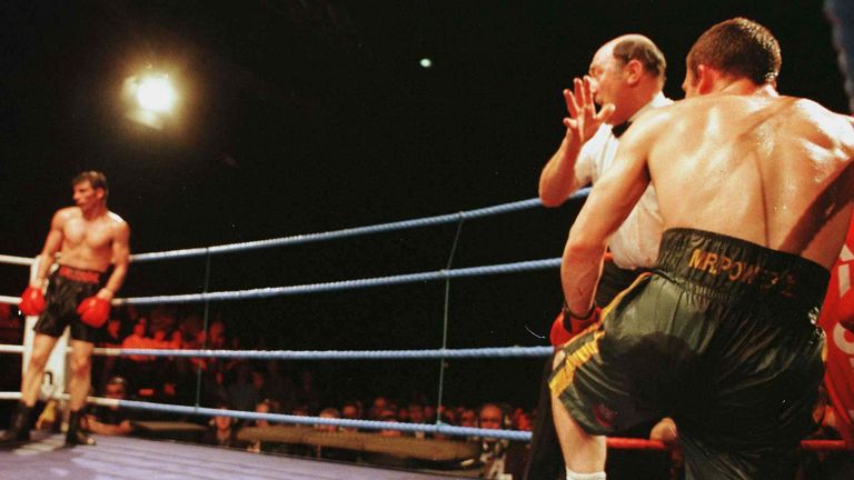 Calzaghe stopped Delaney in five rounds to defend the British title.