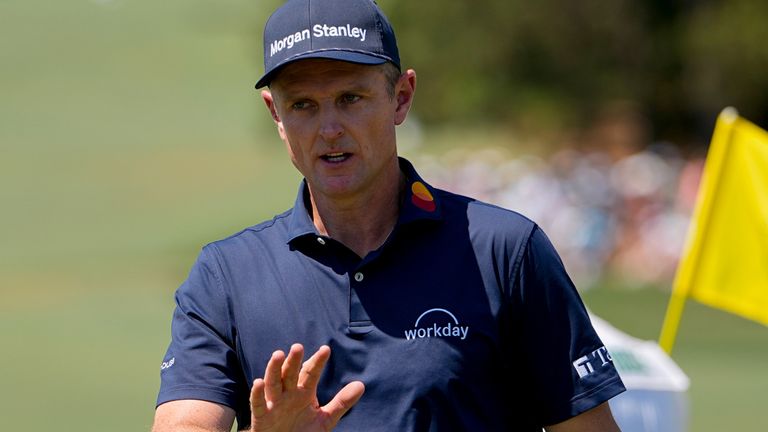Justin Rose on the second hole during the final round of The Masters