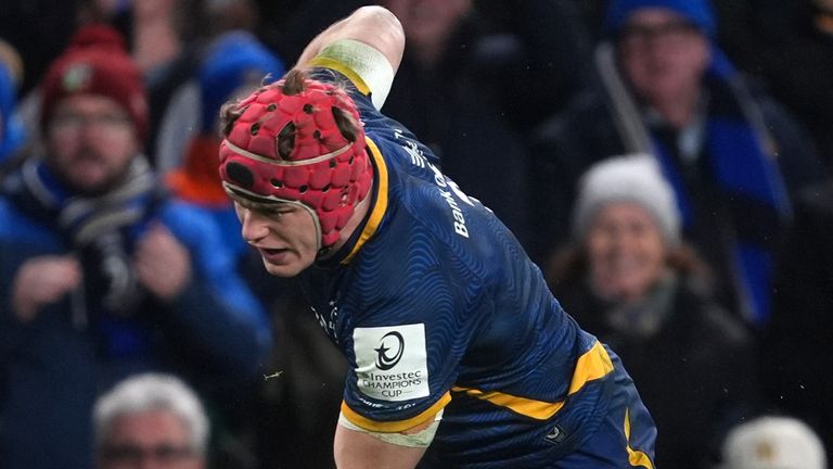 Leinster Rugby's Josh van der Flier scores a try