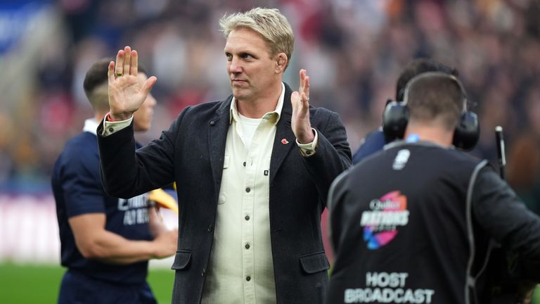 Former England Rugby player Lewis Moody after presenting the match ball during the Quilter Nations Series match at Twickenham in November