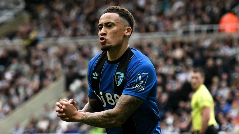 Marcus Tavernier celebrates after giving Bournemouth the lead at Newcastle