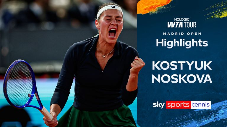 Highlights of Marta Kostyuk against Linda Noskova from the quarter-finals of the Madrid Open.