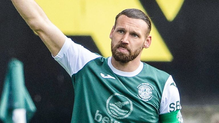 Hibs' Martin Boyle celebrates after scoring to make it 1-0