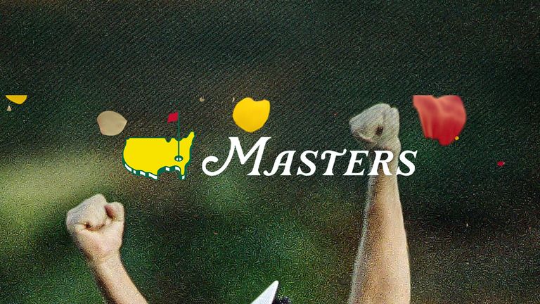 Larry Mize celebrates winning the 1987 Masters after making his iconic chip