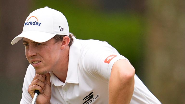 Matt Fitzpatrick, of England, prepares to putt on the second hole during the final round of the RBC Heritage