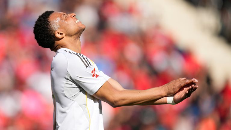 Real Madrid's Kylian Mbappe reacts during a La Liga soccer match between Mallorca and Real Madrid in Palma de Mallorca, Spain, Saturday, April 4, 2026. (AP Photo/Jose Breton)