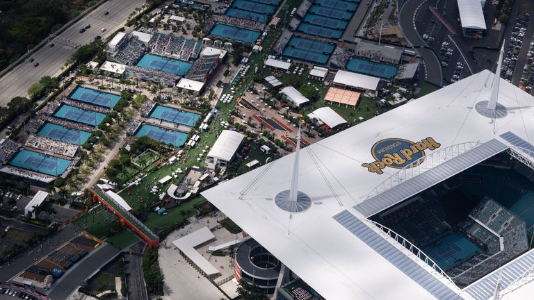 Aerial views of the Miami Open tennis tournament