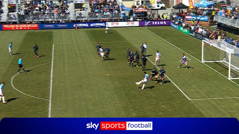 Pacific FC’s Alejandro Díaz scores against Halifax Wanderers in the CPL, marking the league’s first‑ever goal scored from a clear ‘daylight offside’ situation.