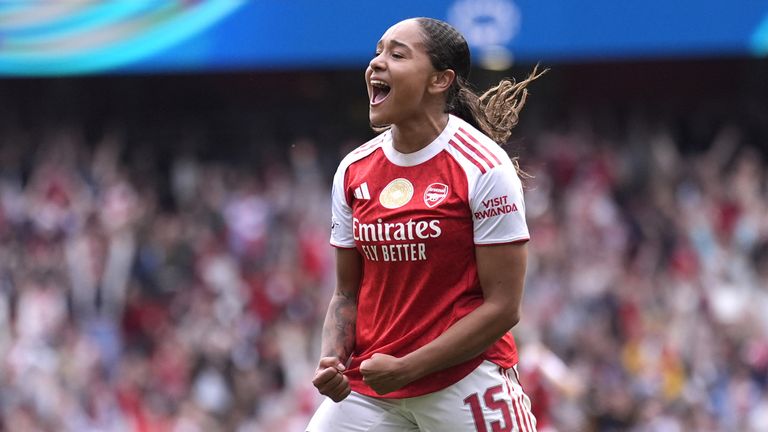 Arsenal's Olivia Smith celebrates scoring to give them a 2-1 lead
