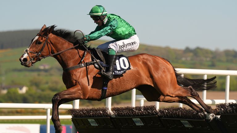 Le Frimeur ridden by JJ Slevin on their way to winning during day two of the Punchestown Festival