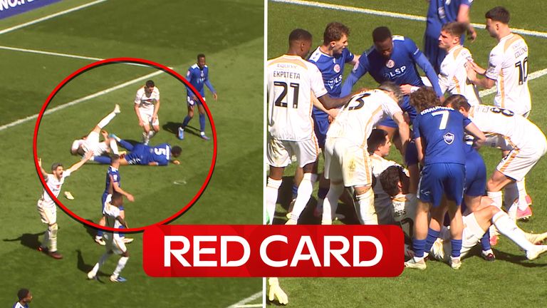 MK Dons vs Bromley: 'Ugly scenes!' | Nasty challenge leads to fight and red card!