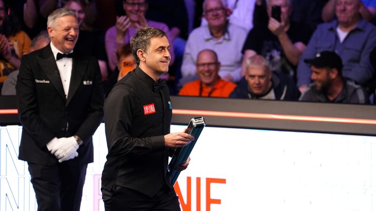 Ronnie O'Sullivan walks out before his first round match against He Guoqiang on day four of the Halo World Snooker Championship 2026 at the 