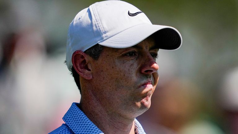 Rory McIlroy on the fourth hole during the final round of The Masters 2026