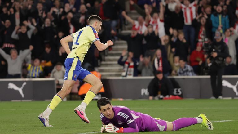 Ross Stewart wheels away after giving Southampton the lead against Arsenal