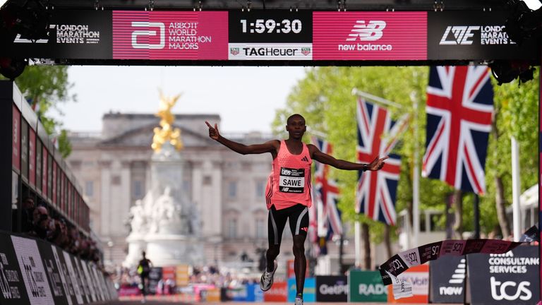 Kenya's Sabastian Sawe became the first man to run the London Marathon in under two hours