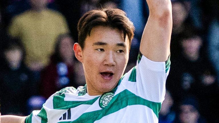 Yang Hyun-Jun celebrates after giving Celtic the lead at Dundee