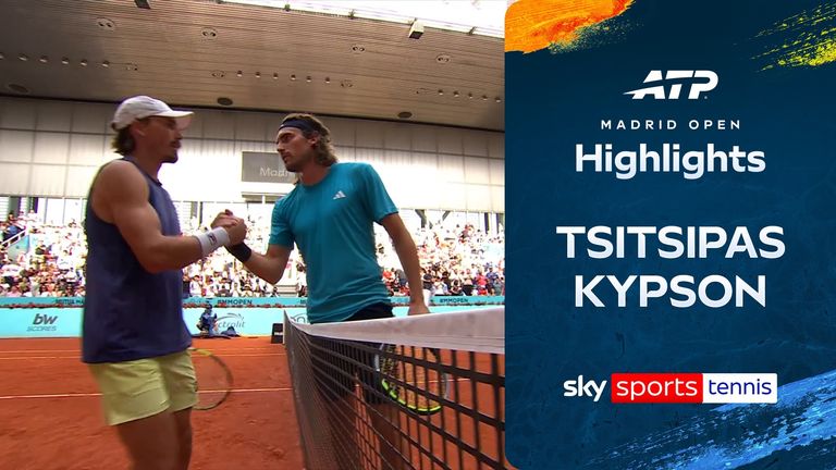 Highlights from the Round of 128 game between Stefanos Tsitsipas and Patrick Kypson at the Madrid Open.