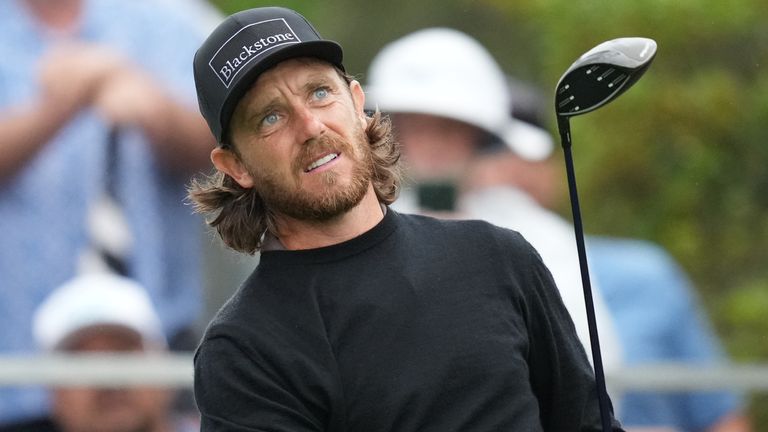 Tommy Fleetwood watches his drive on the the 10th tee during the first round of the Valero Texas Open (AP Photo/Eric Gay)
