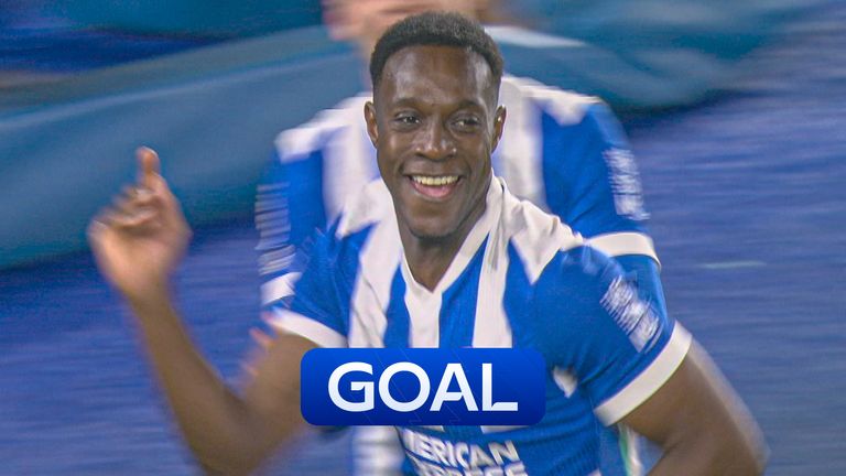Welbeck scores Brighton third against Chelsea.