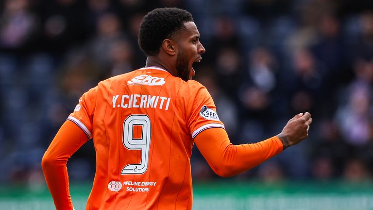 Rangers' Youssef Chermiti celebrates after scoring to make it 2-2