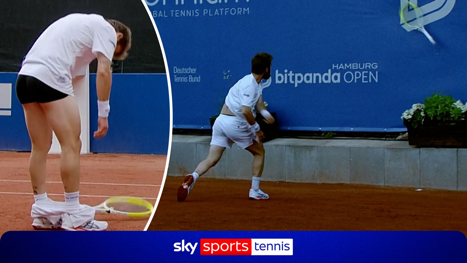Bizarre moment Corentin Moutet pulls down his shorts in fit of anger!