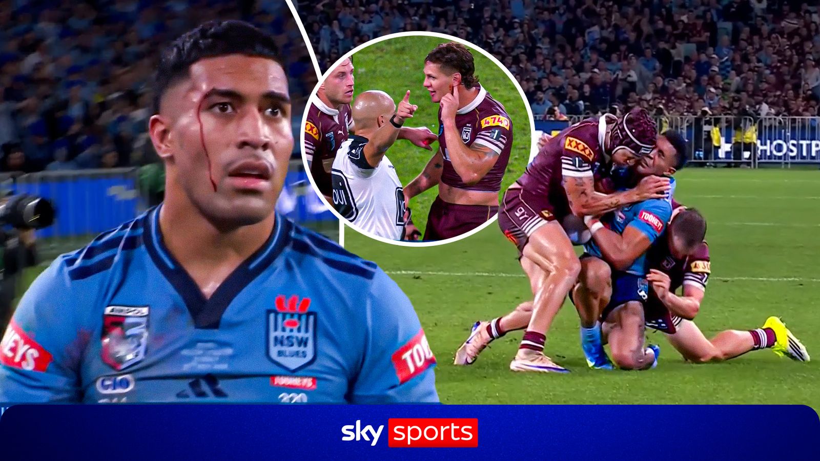 State of Origin: Queensland's Kalyn Ponga sent off controversially for high tackle on New South Wales' Toluta'u Koula
