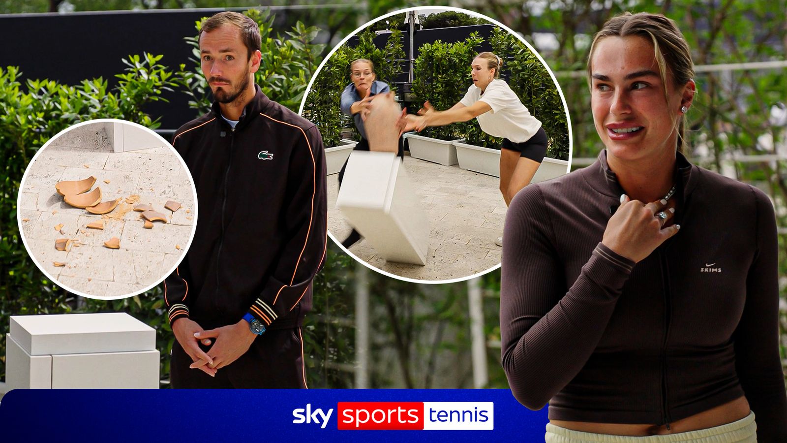 Tennis stars pranked into thinking they've smashed priceless artifact!