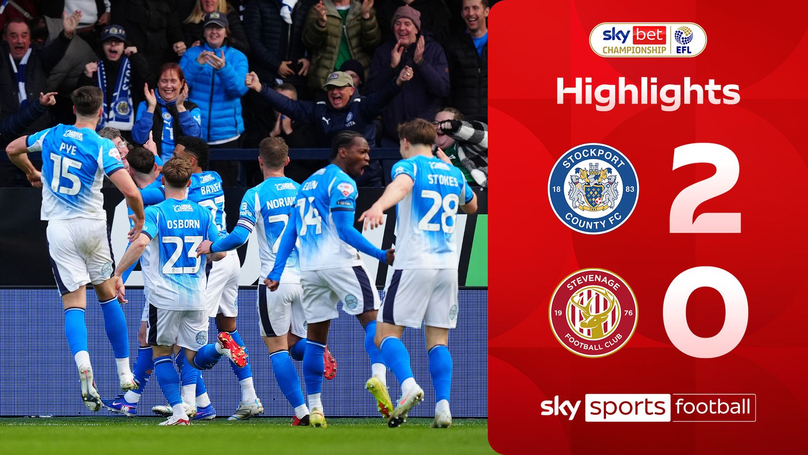 Stockport County 2-0 Stevenage | League One play-off semi-final second leg highlights