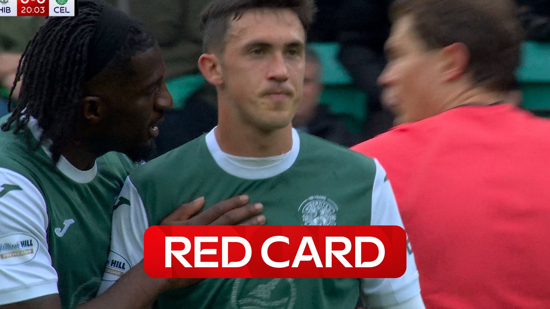 'That's a wild challenge!' | Hibs down to 10 as McGrath sees red!