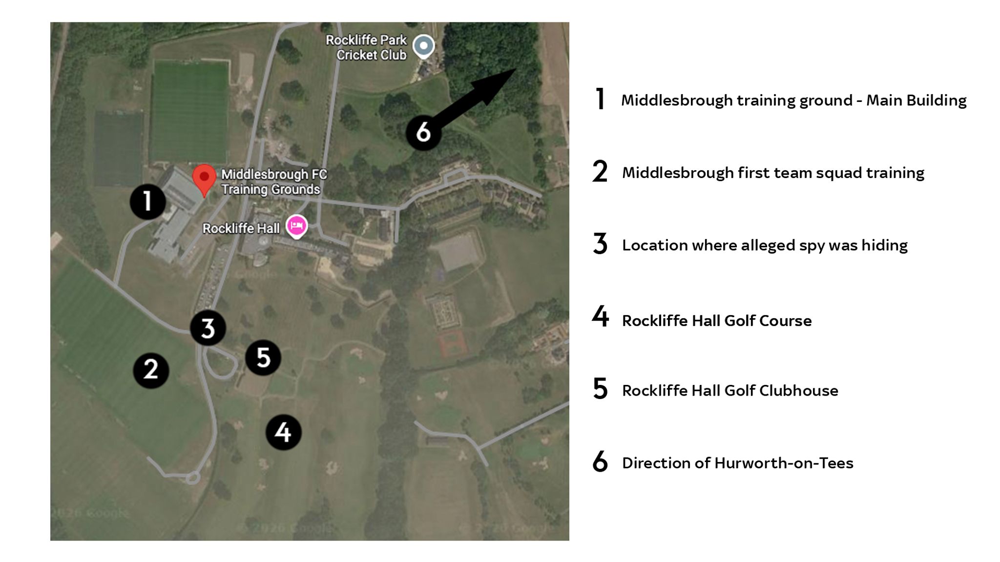 Map showing location of Middlesbrough training ground (credit: Google Maps)