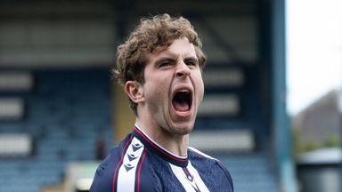 Dundee's Finlay Robertson celebrates scoring to make it 2-0 against Livingston